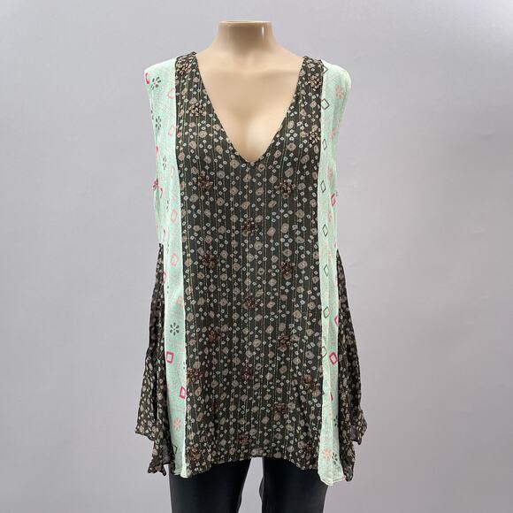 Verb Pallavi Singhee Top Women S Blue Multicolor Sleeveless Beaded Boho Metallic - Picture 1 of 11
